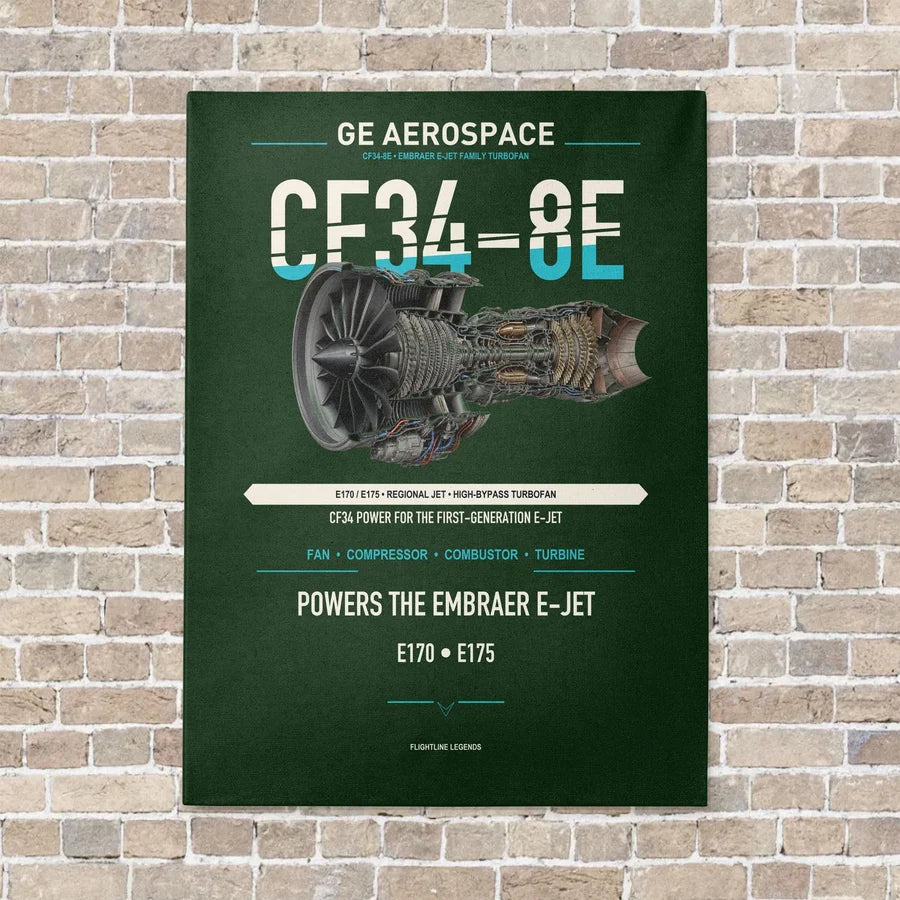 CF34-8E vertical canvas print - no frame - dark green background