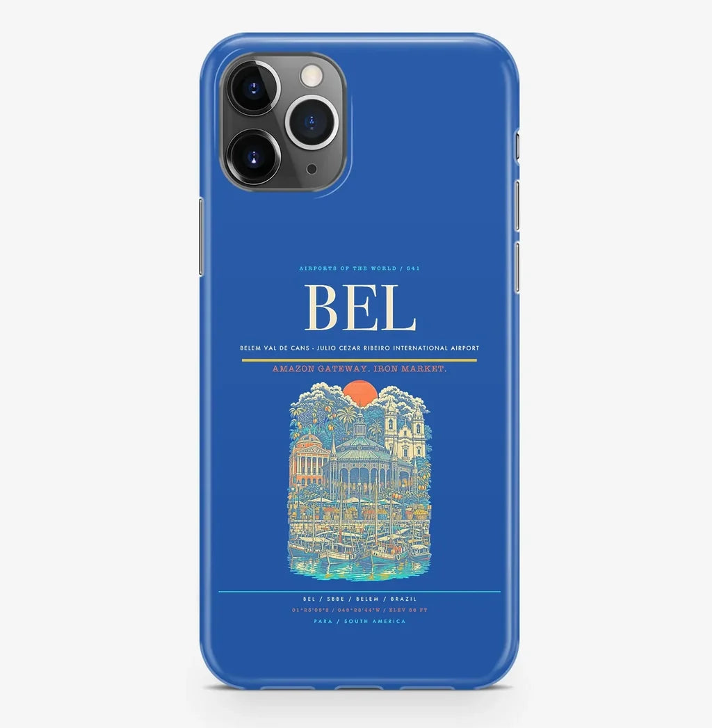 Belem Airport (BEL) design on blue iPhone 16 Pro MagSafe case
