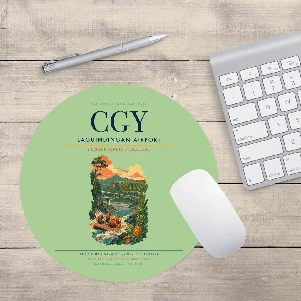 Laguindingan Airport (CGY) design on light green round mouse pad