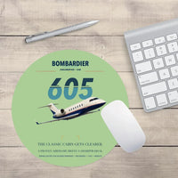 Thumbnail for Bombardier Challenger 605 design on light green round mouse pad