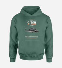 Thumbnail for Sikorsky S-76B design on green double-side hoodie, single-side print