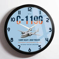 Thumbnail for C-119G Flying Boxcar design on light blue framed wall clock