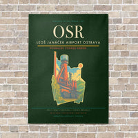 Thumbnail for Leoš Janáček Airport Ostrava OSR vertical canvas print - no frame - dark green background