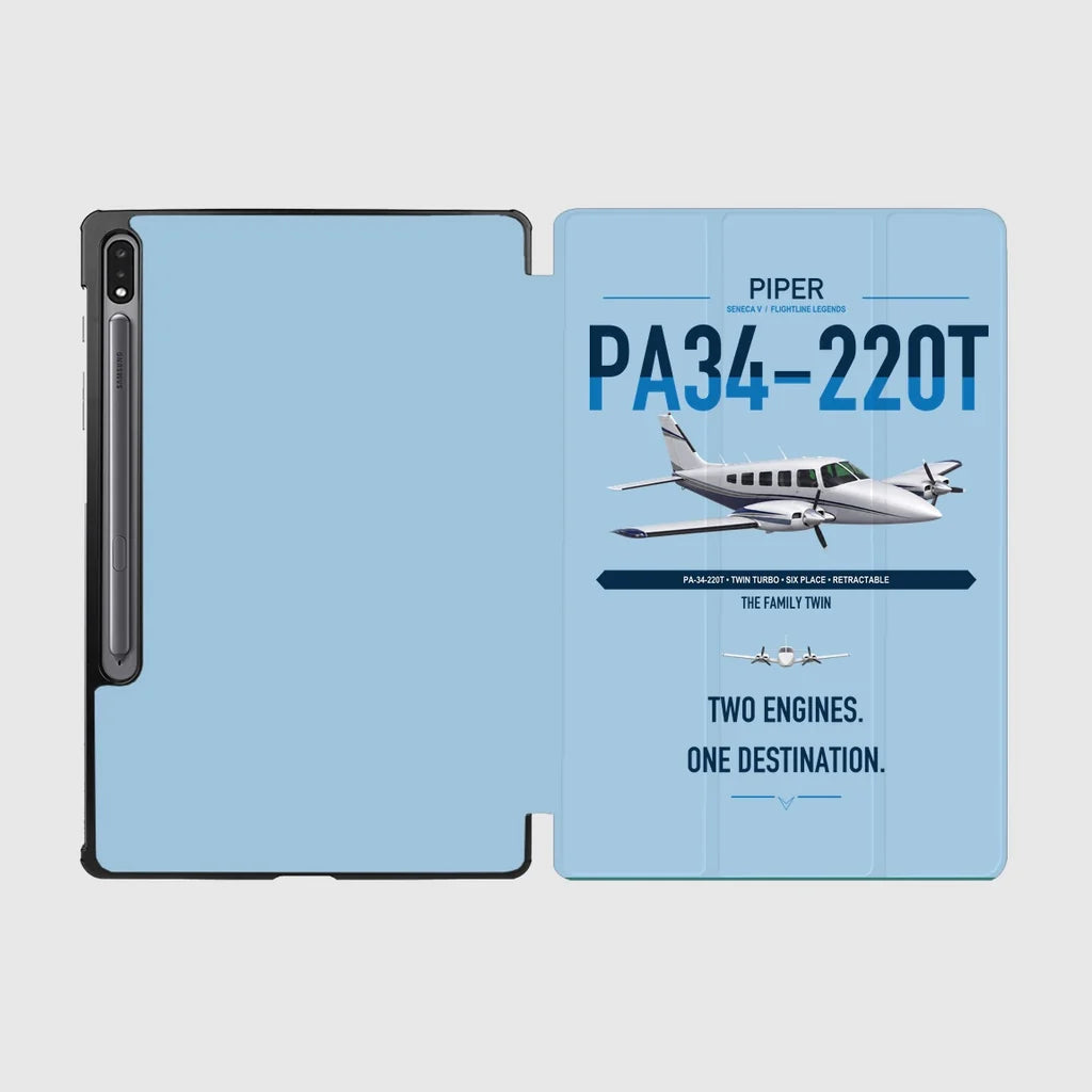 Piper PA-34-220T Seneca V design on light blue samsung tablet tablet case