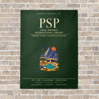 Thumbnail for Palm Springs International Airport PSP vertical canvas print - no frame - dark green background