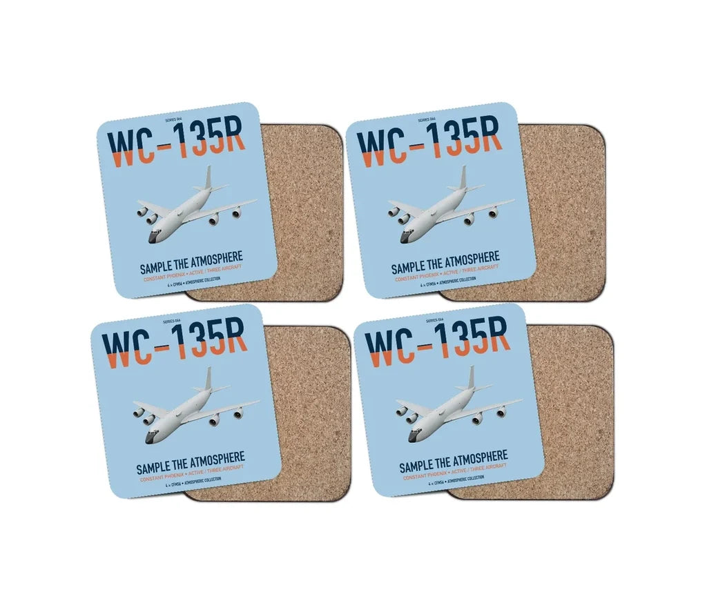 WC-135R Constant Phoenix design on light blue 4 pieces set coaster