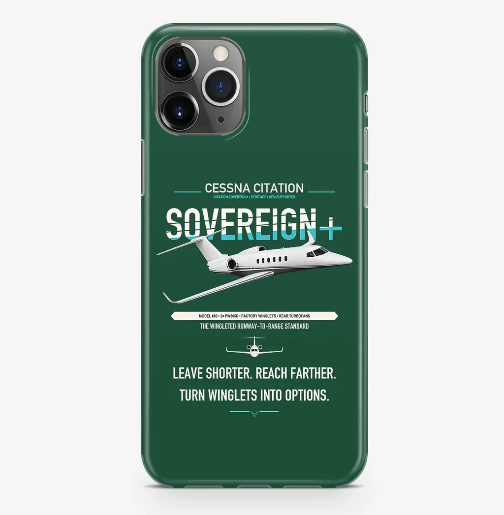 Cessna Citation Sovereign+ design on dark green magsafe iphone case, for iPhone Pro Max