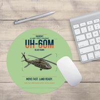 Thumbnail for Sikorsky UH-60M Black Hawk design on light green round mouse pad
