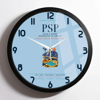 Thumbnail for Palm Springs International Airport (PSP) design on light blue framed wall clock