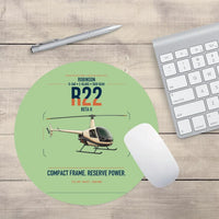 Thumbnail for Robinson R22 Beta II design on light green round mouse pad
