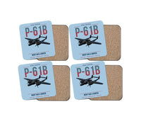 Thumbnail for P-61B Black Widow design on light blue 4 pieces set coaster