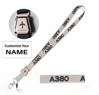 Thumbnail for Airbus A380 Flat Text seat belt lanyard - light gray with name