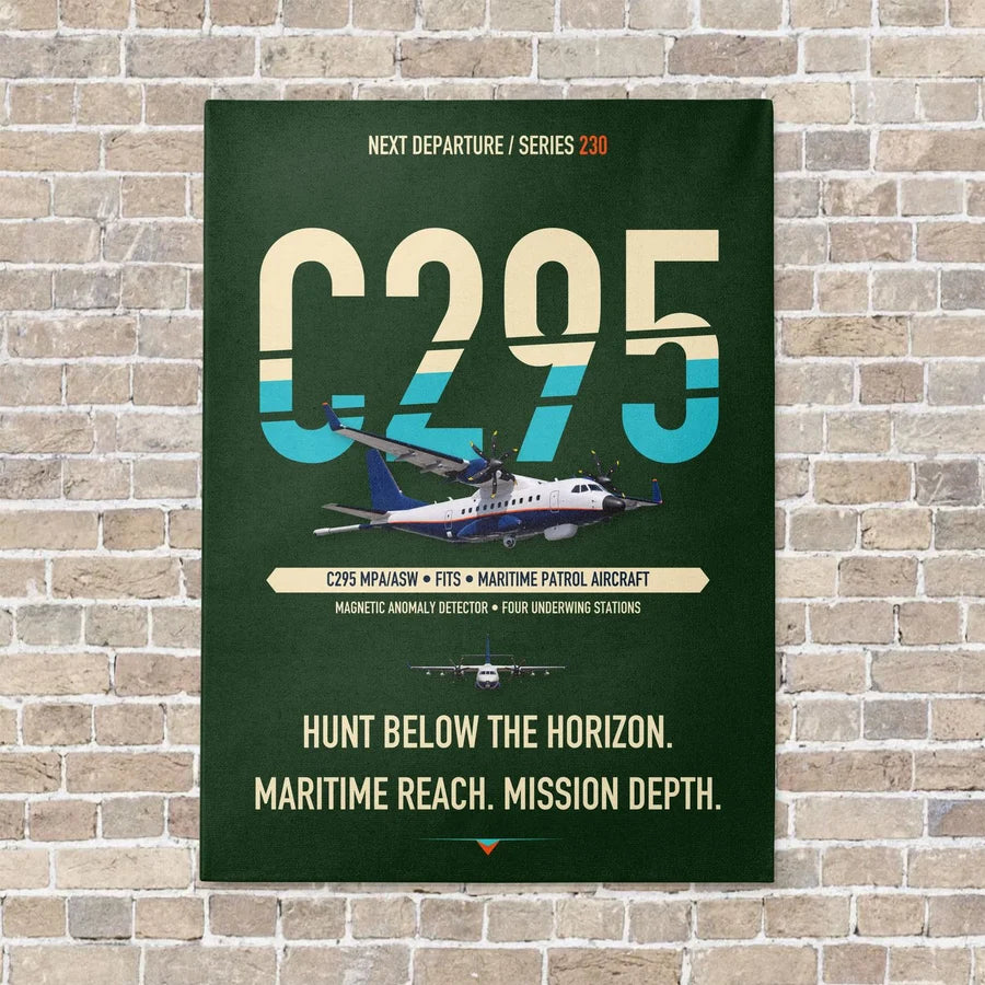Airbus C295 MPA/ASW vertical canvas print - no frame - dark green background