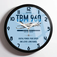 Thumbnail for Daher TBM 960 design on light blue framed wall clock