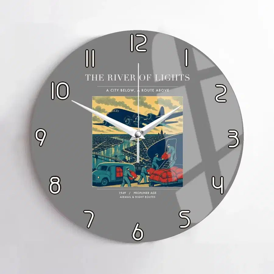 VINTAGE G4152 - The River Of Lights - Designed Wall Clocks design on gray no-frame