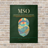 Thumbnail for Missoula Montana Airport MSO vertical canvas print - no frame - dark green background