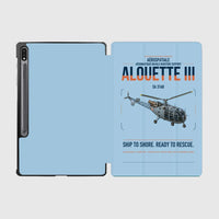 Thumbnail for Aérospatiale SA 316B Alouette III design on light blue samsung tablet tablet case