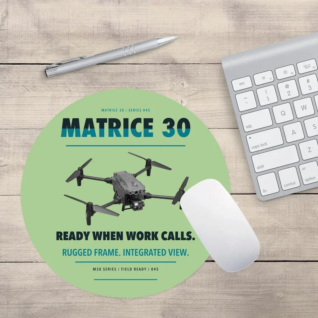 DJI Matrice 30 design on light green round mouse pad
