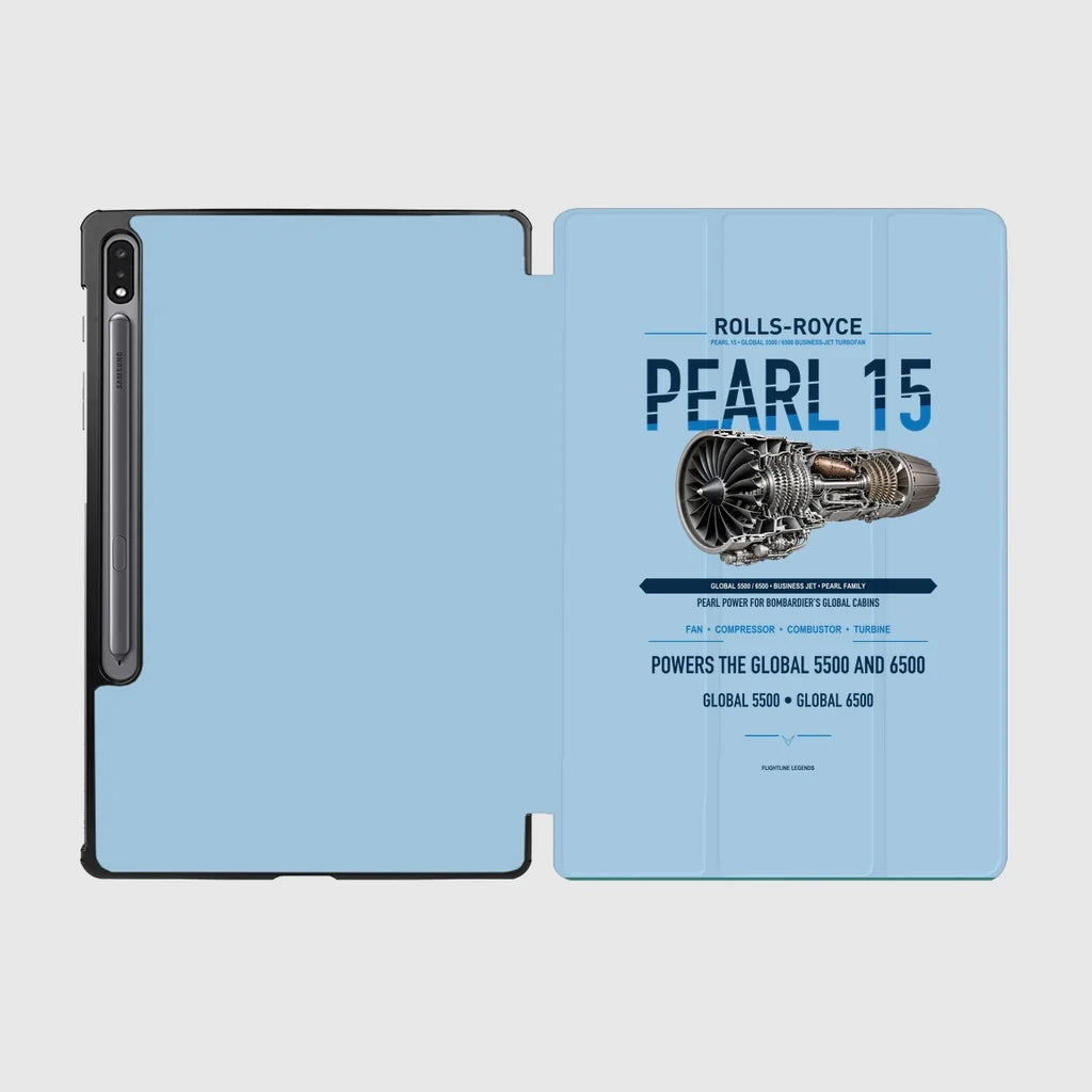 PEARL 15 design on light blue samsung tablet tablet case