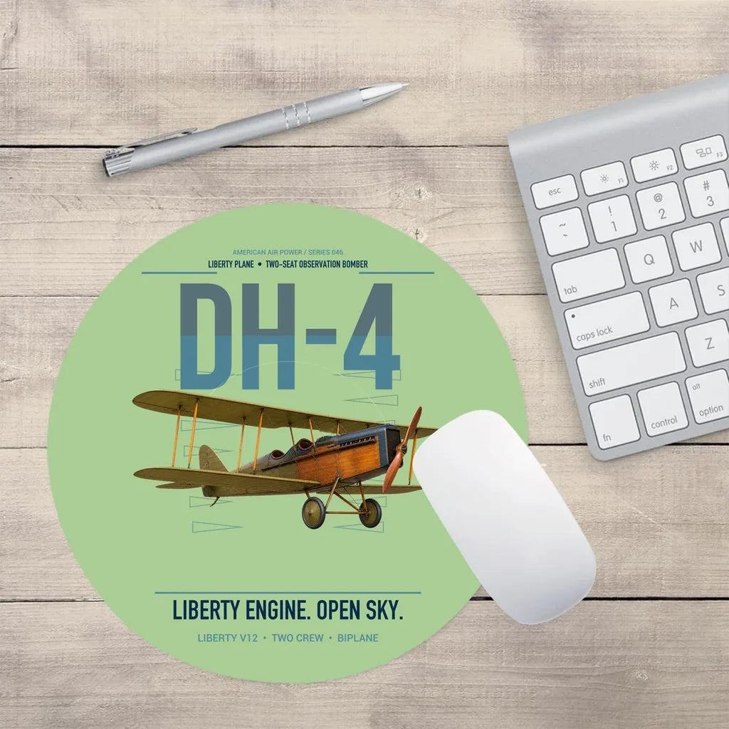Airco DH-4 Liberty Plane design on light green round mouse pad