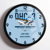 Thumbnail for DHC-3 Otter design on light blue framed wall clock