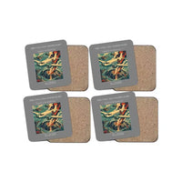 Thumbnail for The Volcano Overflight - Designed Coasters design on gray 4-pieces-set