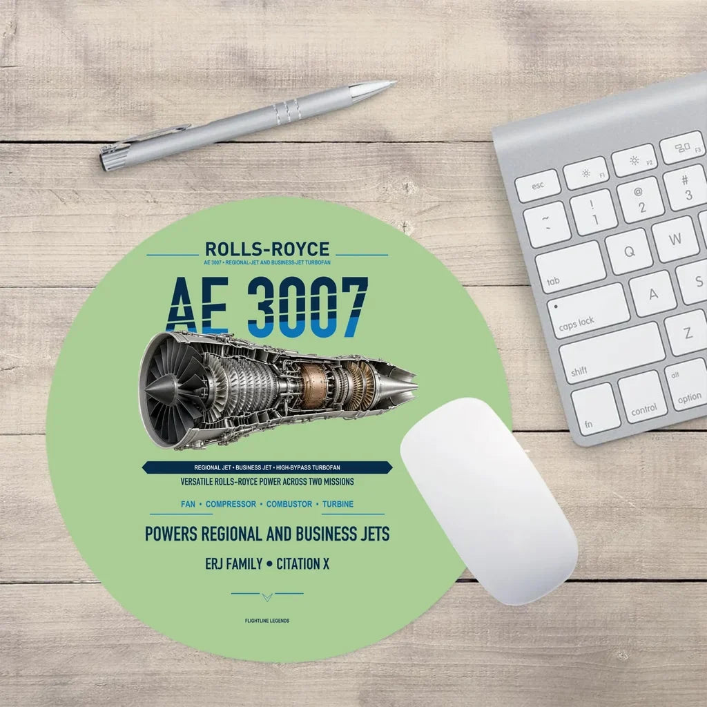 AE 3007 design on light green round mouse pad