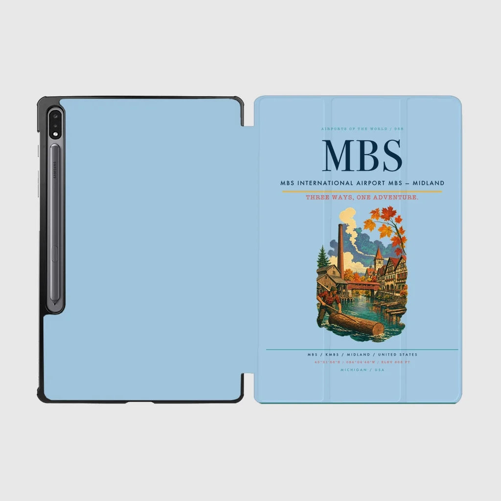 MBS International Airport (MBS) design on light blue samsung tablet tablet case