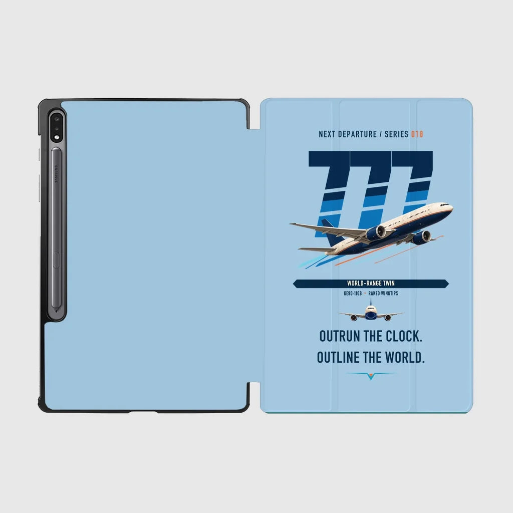 Boeing 777-200LR design on light blue samsung tablet tablet case
