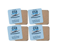 Thumbnail for Beechcraft Baron G58 design on light blue 4 pieces set coaster