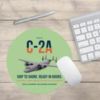 Thumbnail for C-2A Greyhound design on light green round mouse pad