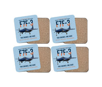 Thumbnail for F7F-3 Tigercat Two Engines One Hunt design on light blue 4 pieces set coaster