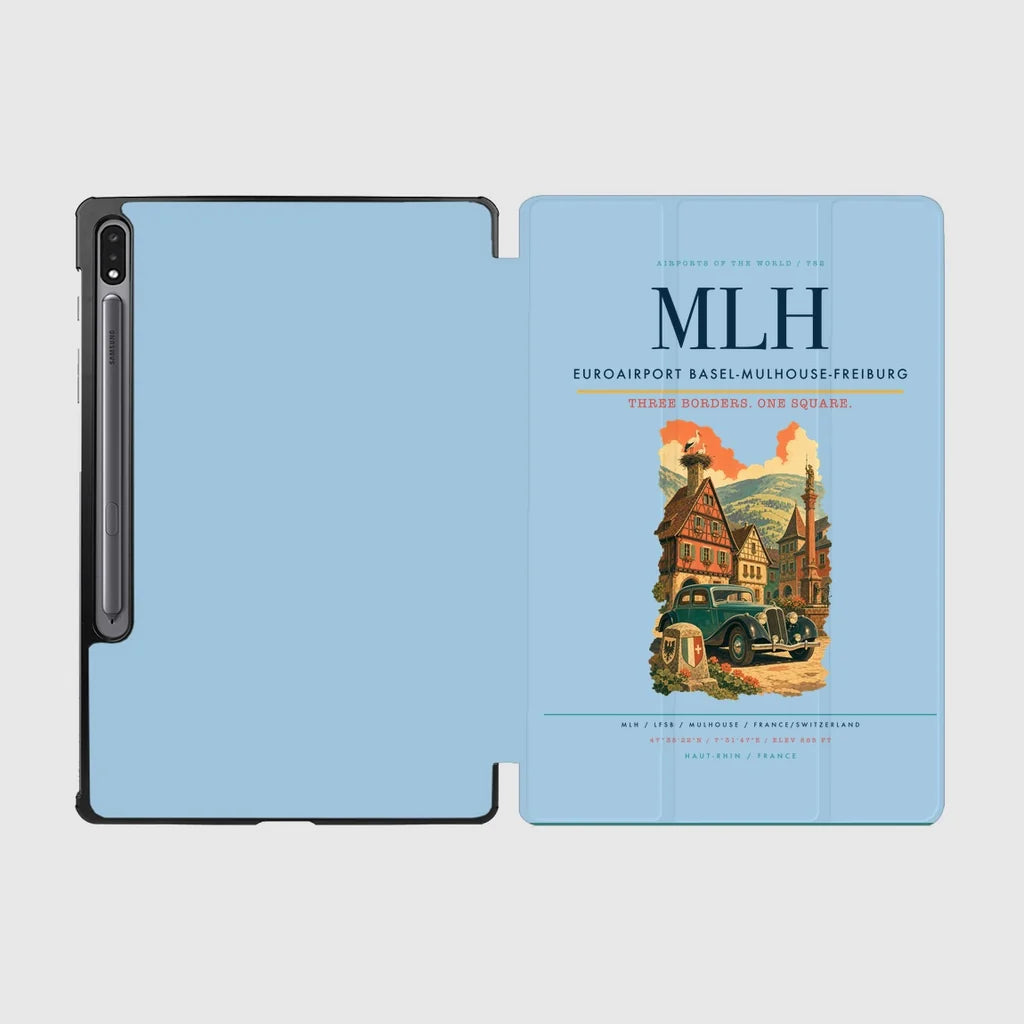 EuroAirport Basel-Mulhouse-Freiburg (MLH) design on light blue samsung tablet tablet case