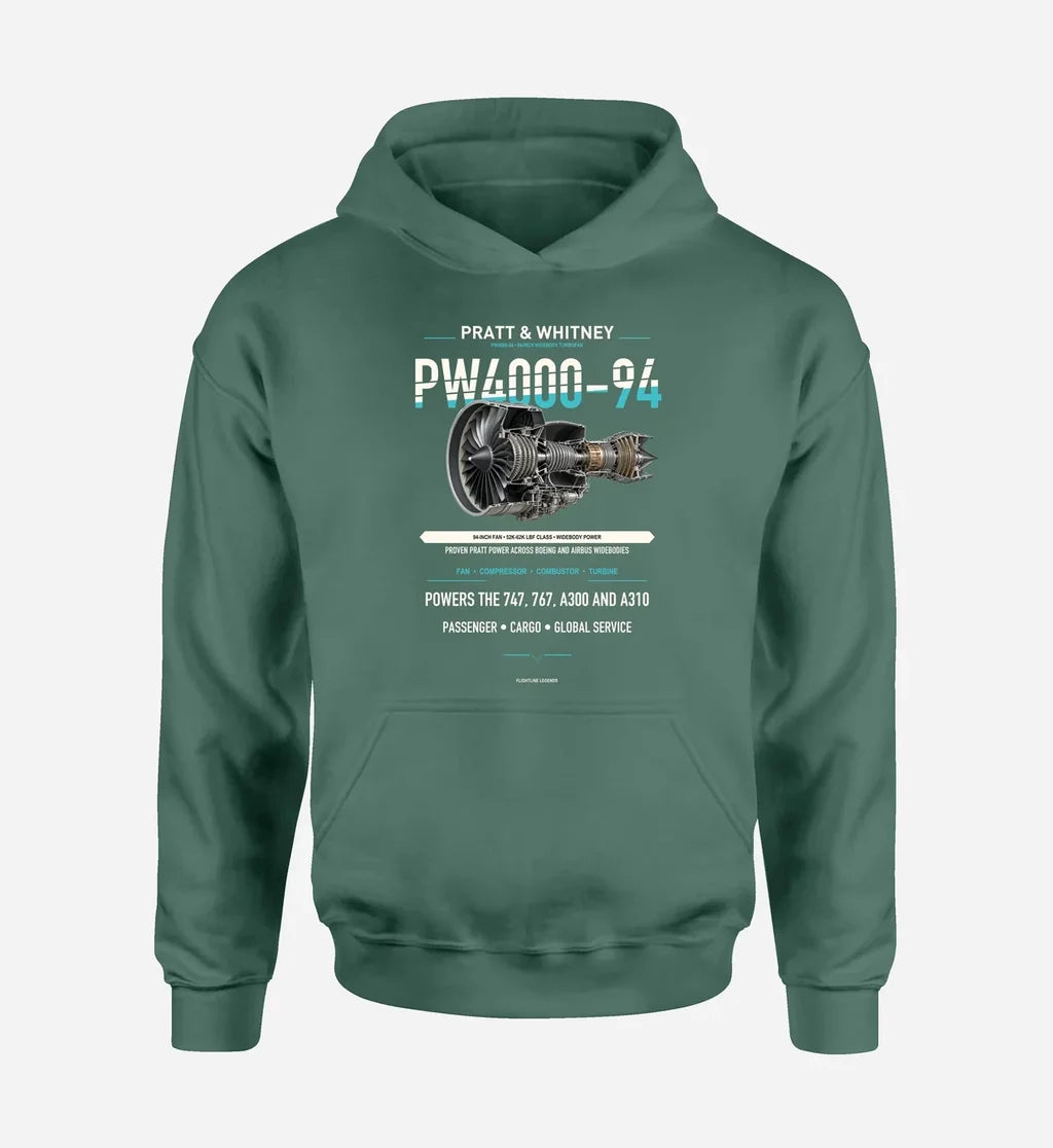 PW4000-94 design on green hoodie single side