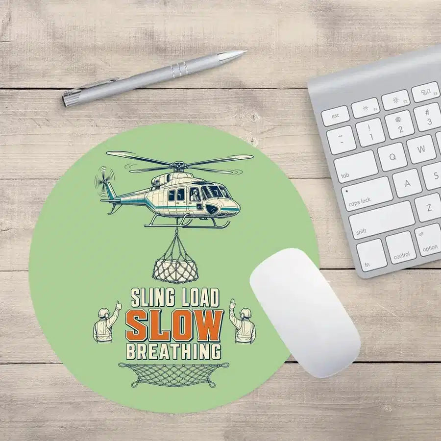 Sling Load Slow Breathing design on light green round mouse pad