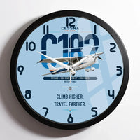 Thumbnail for Cessna 182 Skylane design on light blue framed wall clock