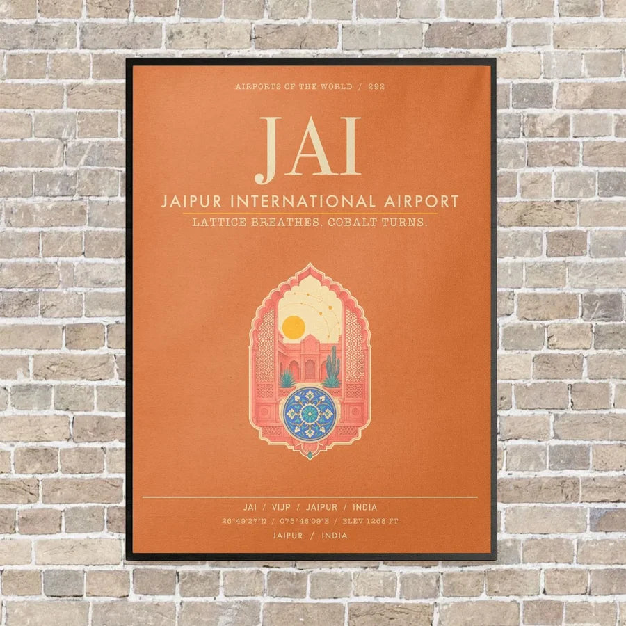 Jaipur International Airport JAI - Canvas Framed - Orange