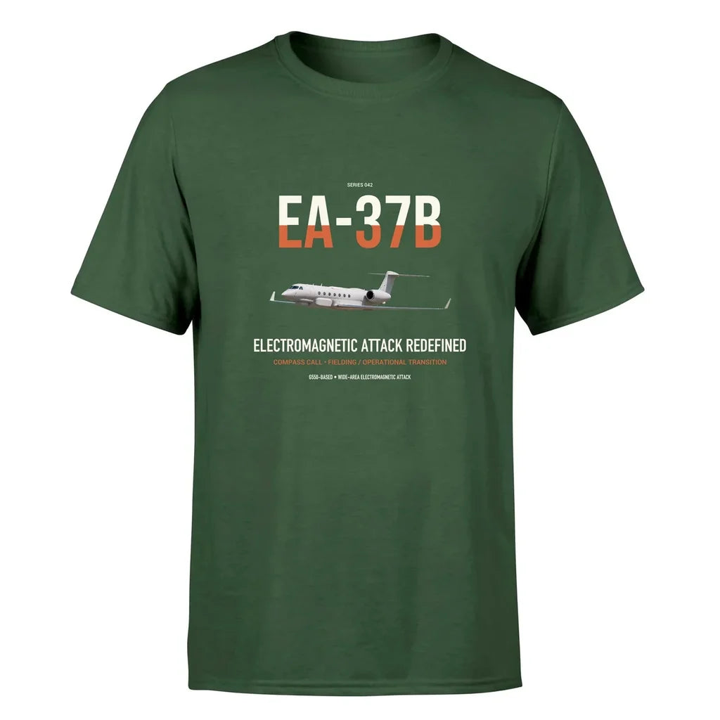 EA-37B Compass Call design on dark green double-side t-shirt, single-side print