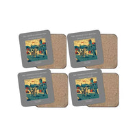 Thumbnail for The Airfield Cat's Rounds - Designed Coasters design on gray 4-pieces-set