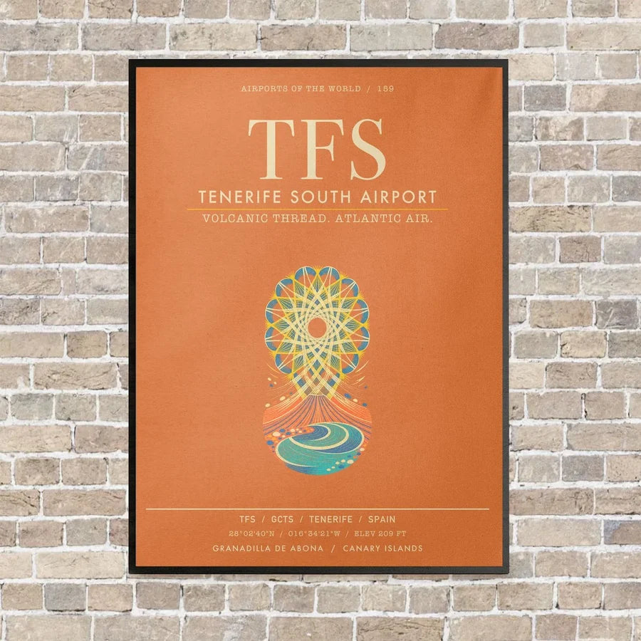 Tenerife South Airport TFS - Canvas Framed - Orange
