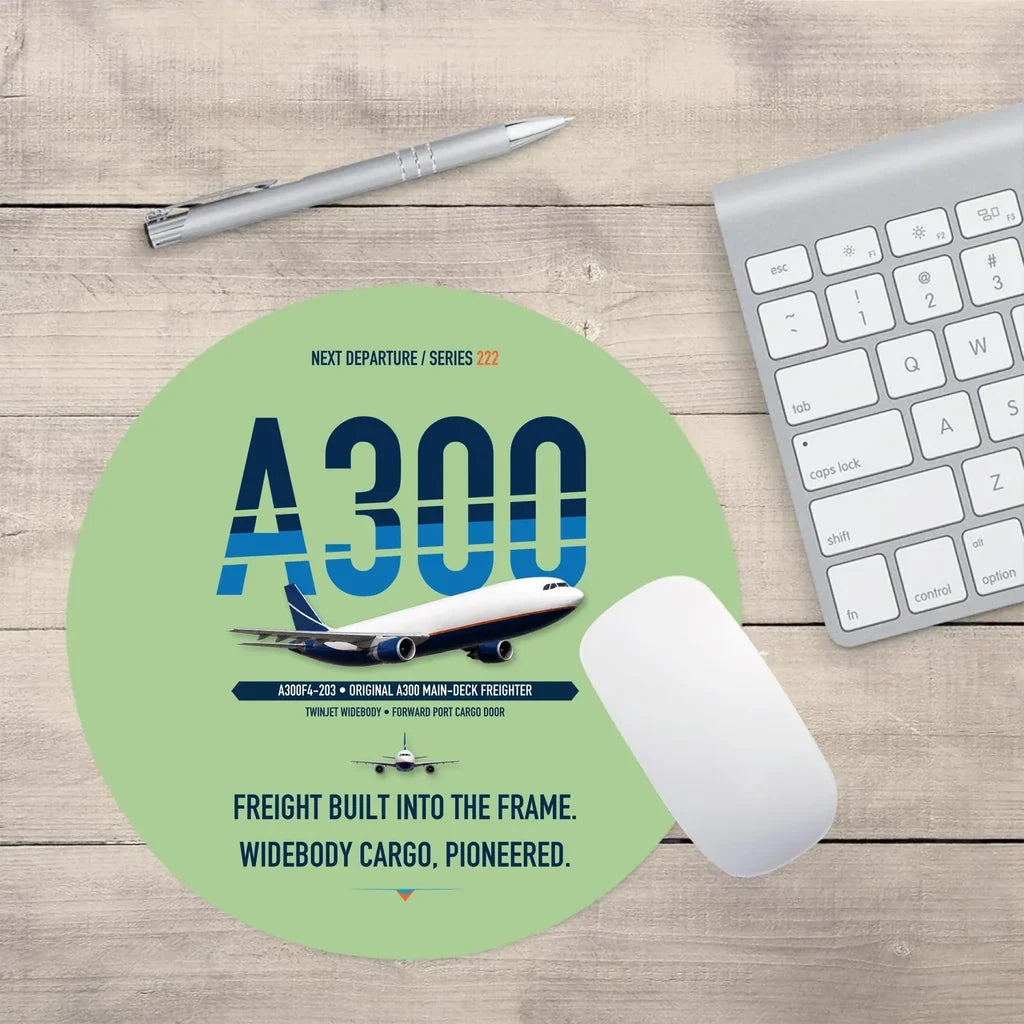 Airbus A300F4-203 design on light green round mouse pad