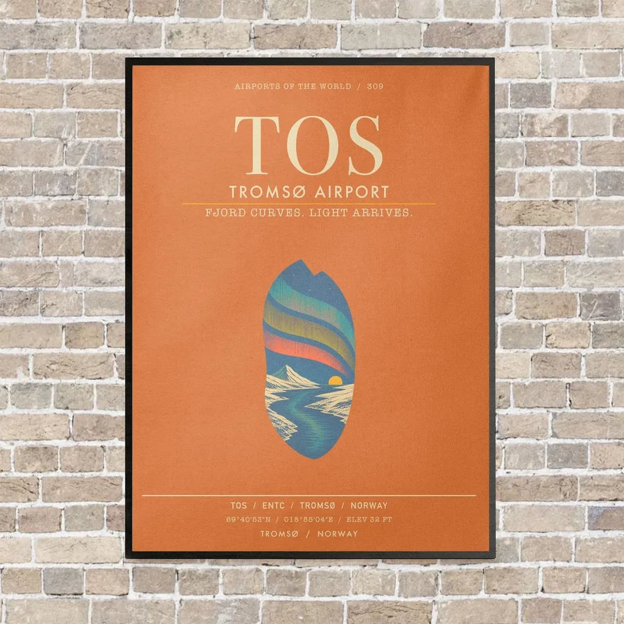 Troms Airport TOS - Canvas Framed - Orange