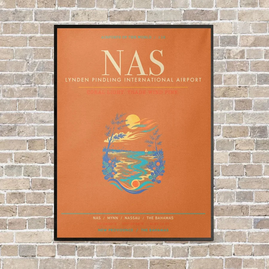 Lynden Pindling International Airport Nassau NAS - Canvas Framed - Orange