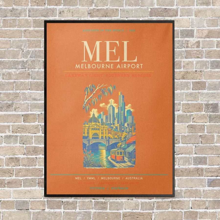 Melbourne Airport MEL - Canvas Framed - Orange