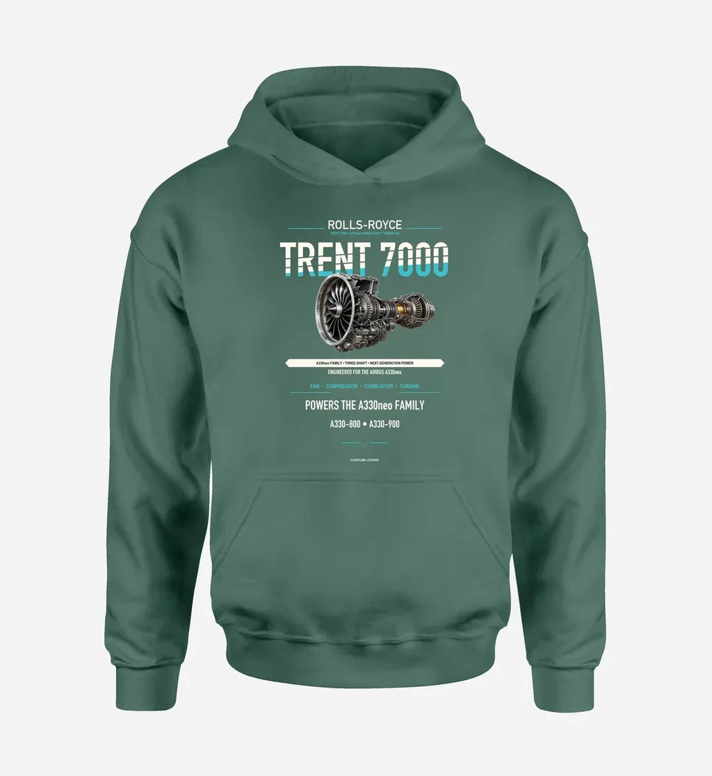 TRENT 7000 design on green hoodie single side