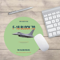 Thumbnail for F-16 Block 70 The Falcon Evolves design on light green round mouse pad
