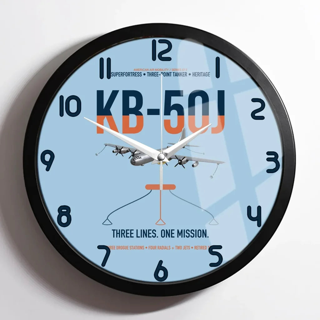KB-50J Superfortress design on light blue framed wall clock