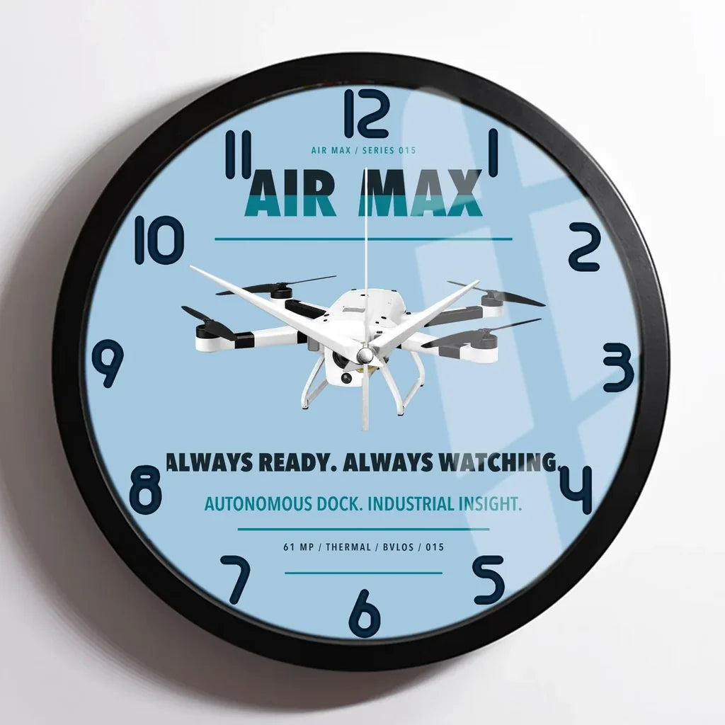 Percepto Air Max design on light blue framed wall clock