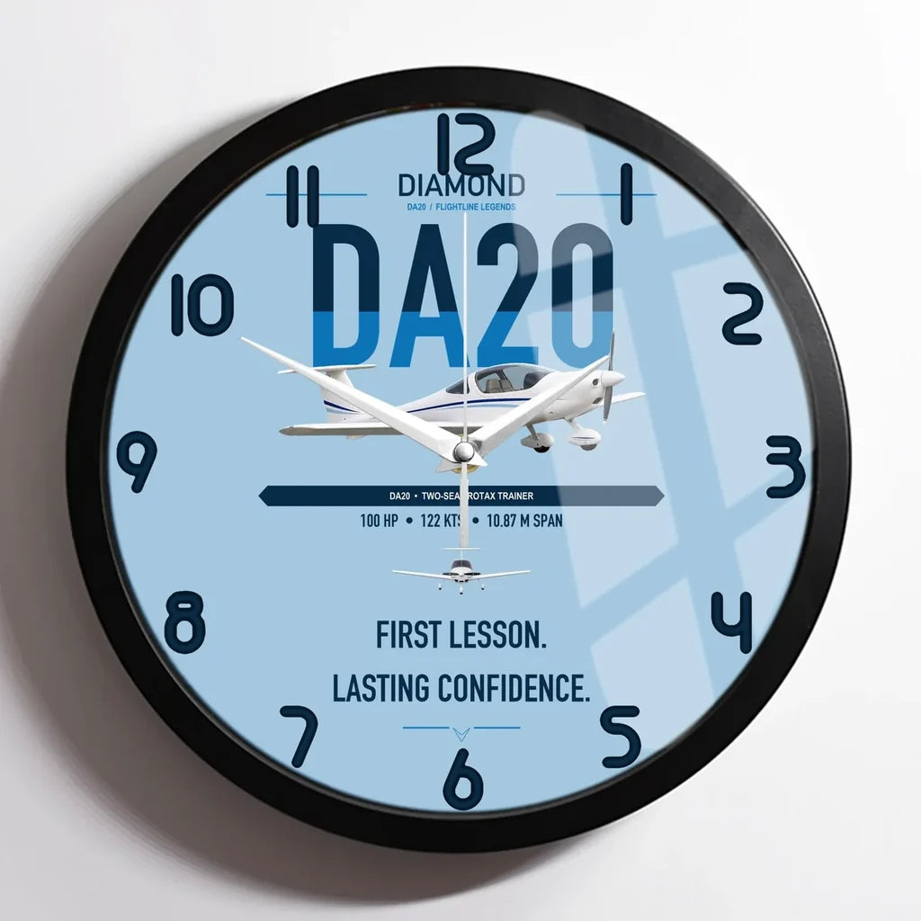 Diamond DA20 design on light blue framed wall clock