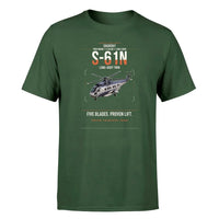 Thumbnail for Sikorsky S-61N design on dark green t-shirt, single-side print